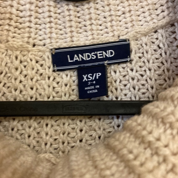 Lands End Cable Knit Split Side Cowl Neck Sweater, Size XS/P - Picture 3 of 6